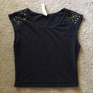 Studded black crop